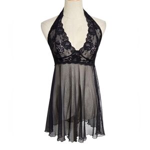 Victoria's Secret Black Sheer Lace Top Dress Nghtie Festival